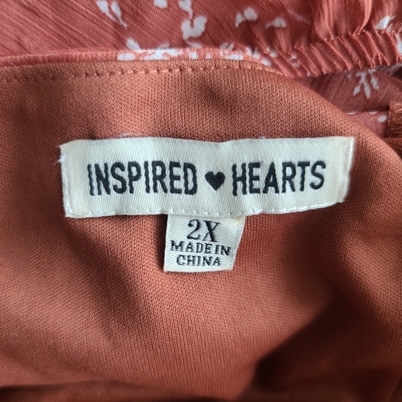 Inspired Hearts Plus Size 2X  Boho Flowy Tiered Sheer Ditsy Floral Summer Dress - Picture 12 of 14